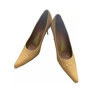 Sesto Meucci Women's Leather Heels Fortune 8 N Camel Heels Shoes Long Pointy Toe